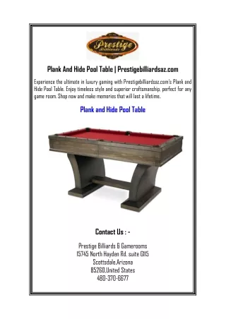 Plank and Hide Pool Table