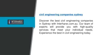 Civil Engineering Companies Sydney | Interharex.com.au