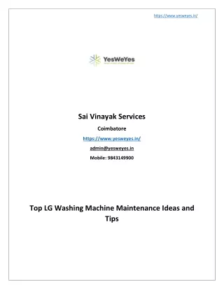 LG washing machine repair in coimbatore