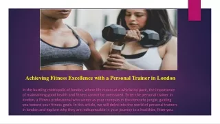 Achieving Fitness Excellence with a Personal Trainer in London