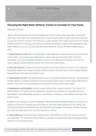Choosing the Right Water Softener - Factors to Consider for Your Home