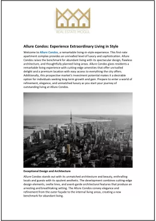 Allure Condos: Experience Extraordinary Living in Style