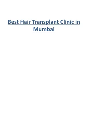 Best Hair Transplant Clinic in Mumbai