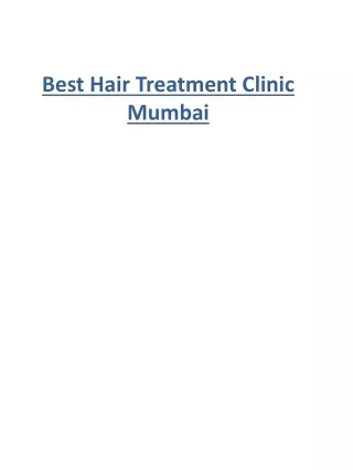 Best Hair Treatment Clinic Mumbai