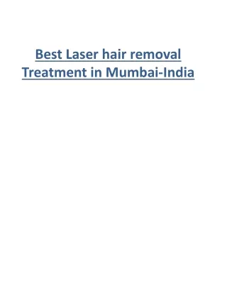 Best Laser hair removal Treatment in Mumbai-India