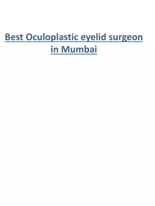 Best Oculoplastic eyelid surgeon in Mumbai