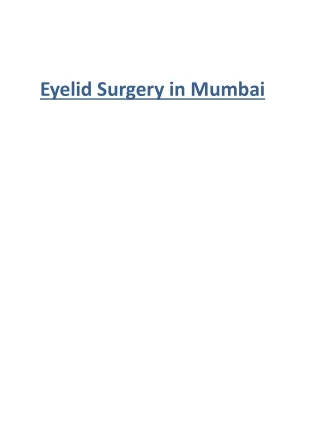 Eyelid Surgery in Mumbai