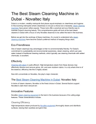 The Best Steam Cleaning Machine in Dubai - Novaltec Italy