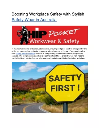 Boosting Workplace Safety with Stylish Safety Wear in Australia