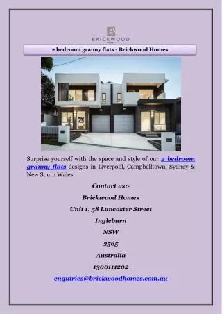 2 bedroom granny flats - Brickwood Homes