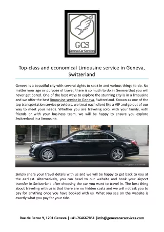 Top-class and economical Limousine service in Geneva, Switzerland