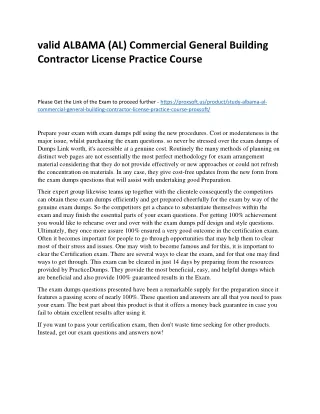 valid ALBAMA (AL) Commercial General Building Contractor License Practice Course