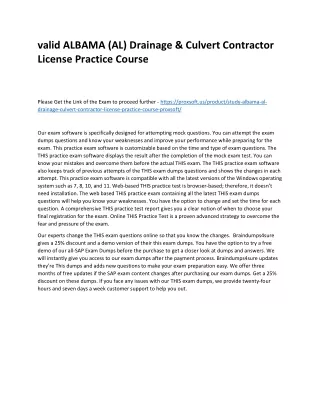 valid ALBAMA (AL) Drainage & Culvert Contractor License Practice Course