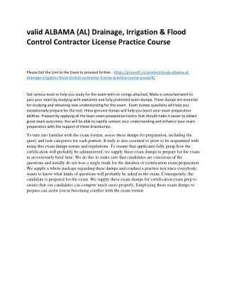 valid ALBAMA (AL) Drainage, Irrigation & Flood Control Contractor License Practi