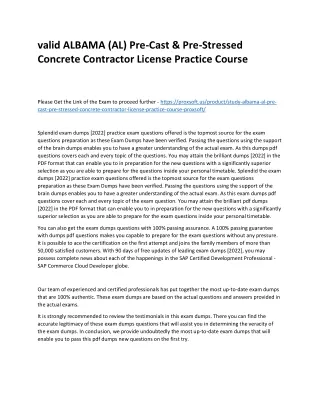 valid ALBAMA (AL) Pre-Cast & Pre-Stressed Concrete Contractor License Practice C