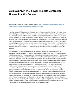 valid ALBAMA (AL) Sewer Projects Contractor License Practice Course