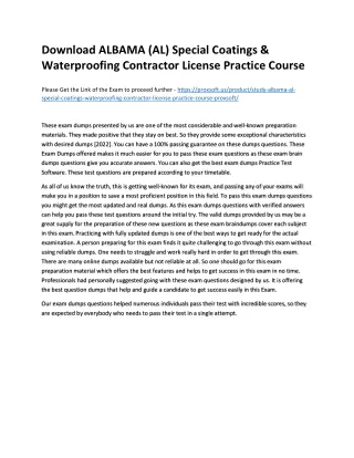 Download ALBAMA (AL) Special Coatings & Waterproofing Contractor License Practic