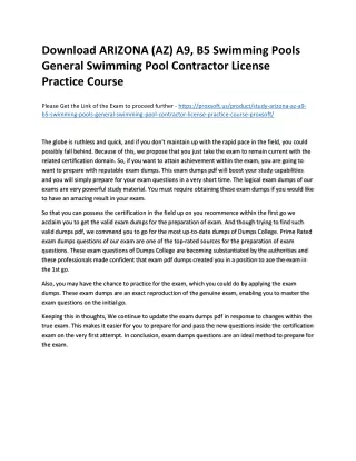 Download ARIZONA (AZ) A9, B5 Swimming Pools General Swimming Pool Contractor Lic