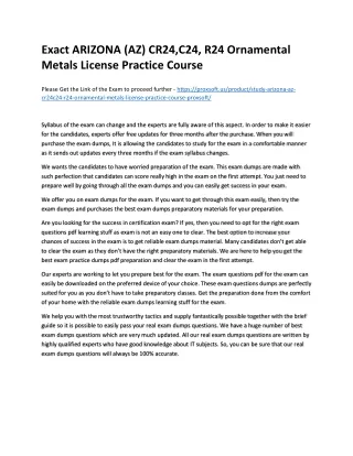 Exact ARIZONA (AZ) CR24,C24, R24 Ornamental Metals License Practice Course