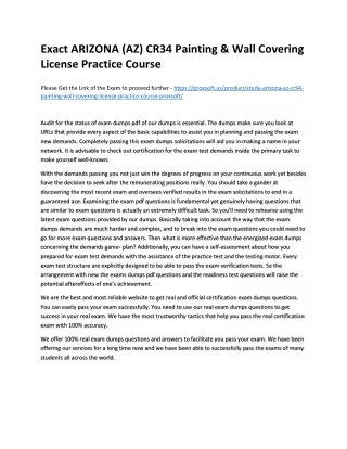 Exact ARIZONA (AZ) CR34 Painting & Wall Covering License Practice Course