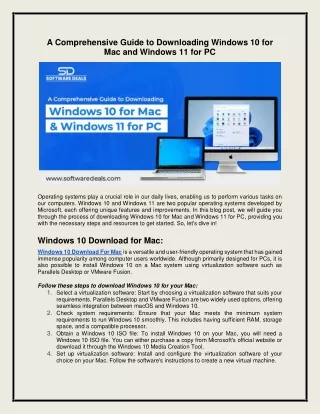 A Comprehensive Guide to Downloading Windows 10 for Mac and Windows 11 for PC