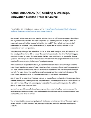 Actual ARKANSAS (AR) Grading & Drainage, Excavation License Practice Course