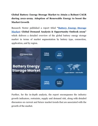 Battery Energy Storage Market