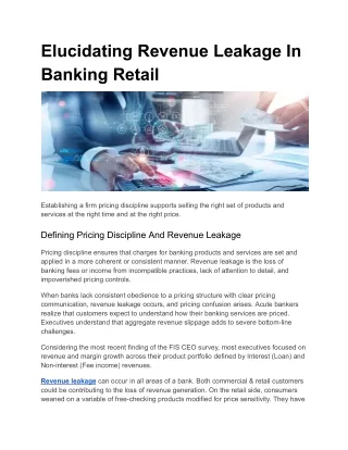 Elucidating Revenue Leakage In Banking Retail