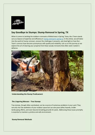 Stump Removal service in spring Tx.