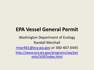 EPA Vessel General Permit