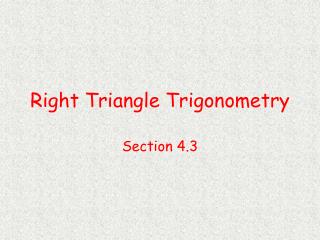 Right Triangle Trigonometry