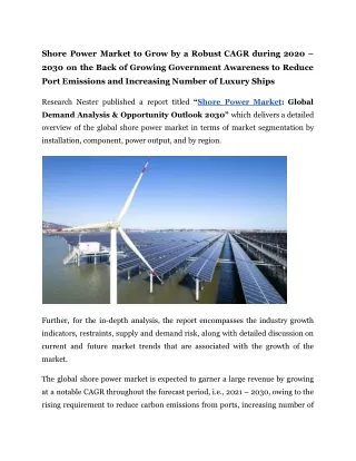 Shore Power Market