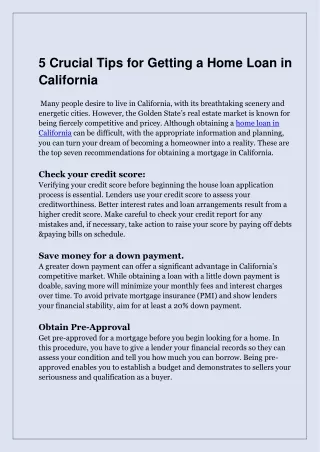 Home Loans in California Your Path to Homeownership