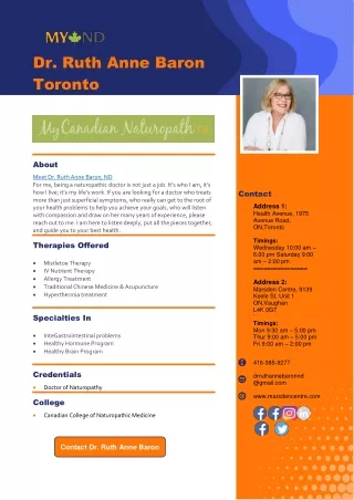 Dr. Ruth Anne Baron - Naturopathic Doctor Toronto