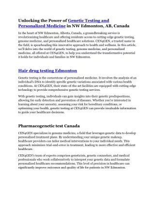 Private genetic testing lab Alberta
