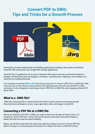 Convert PDF to DWG: Tips and Tricks for Smooth Process