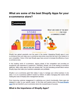 What are some of the best Shopify Apps for your e-commerce store