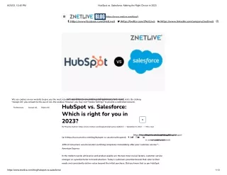 Compare HubSpot vs Salesforce | Know the Difference with ZNetLive