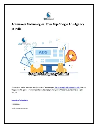 Acemakers Technologies Your Top Google Ads Agency in India