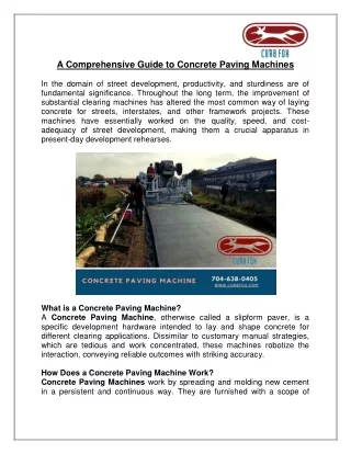 A Comprehensive Guide to Concrete Paving Machines