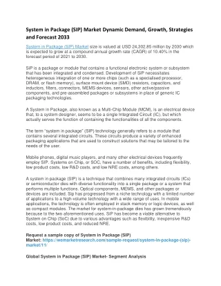 System in Package Market Dynamic Demand, Growth, Strategies and Forecast 2030