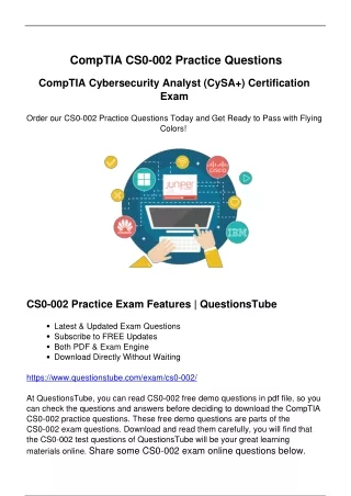 Real CS0-002 CompTIA Practice Exam Questions - Refine Your Skills