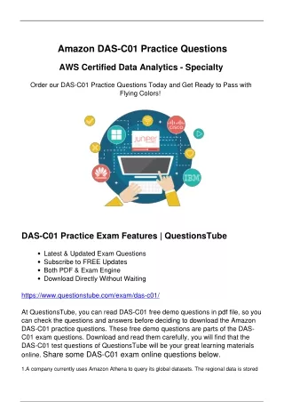 Real DAS-C01 Amazon Practice Exam Questions - Refine Your Skills