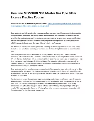 Genuine MISSOURI N33 Master Gas Pipe Fitter License Practice Course