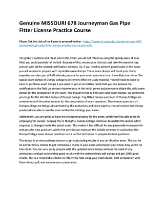 Genuine MISSOURI 678 Journeyman Gas Pipe Fitter License Practice Course