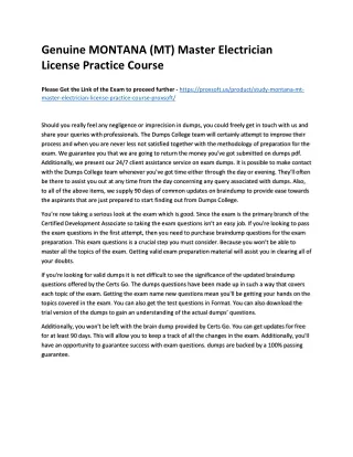 Genuine MONTANA (MT) Master Electrician License Practice Course