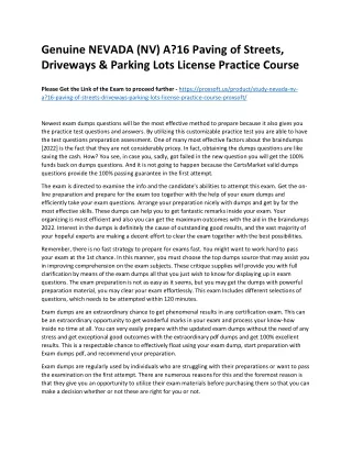 Genuine NEVADA (NV) A?16 Paving of Streets, Driveways & Parking Lots License Pra