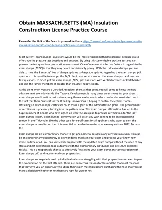 Obtain MASSACHUSETTS (MA) Insulation Construction License Practice Course