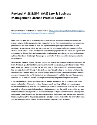 Revised MISSISSIPPI (MS) Law & Business Management License Practice Course