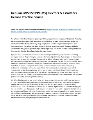 Genuine MISSISSIPPI (MS) Elevtors & Escalators License Practice Course